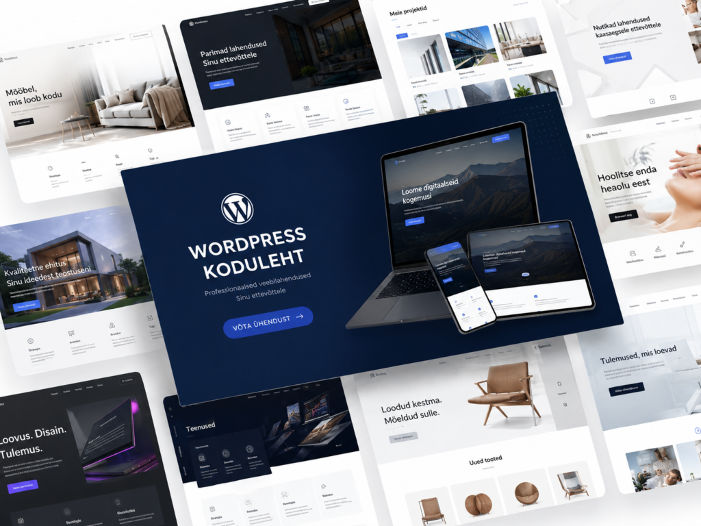 WordPress koduleht sülearvutil, tahvlil ja telefonis, mis kohandub igas seadmes.